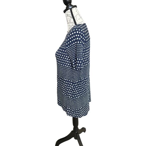 Chico's Polka Dot Navy Tee Modal Blend Petite - Picture 4 of 7